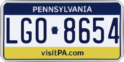 PA license plate LGO8654