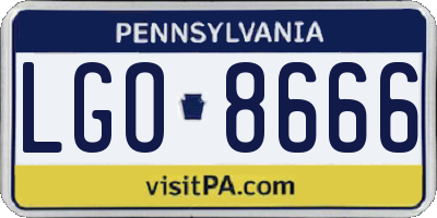 PA license plate LGO8666