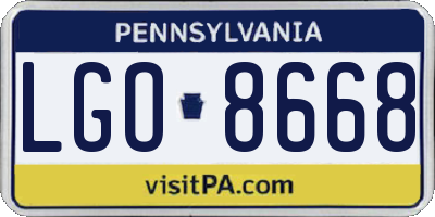 PA license plate LGO8668