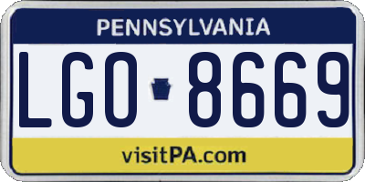 PA license plate LGO8669
