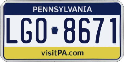 PA license plate LGO8671