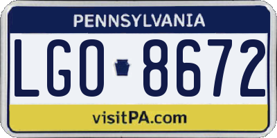 PA license plate LGO8672