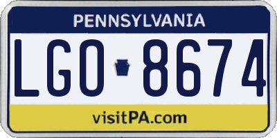 PA license plate LGO8674