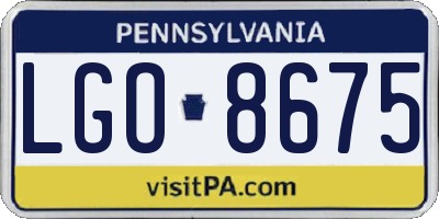PA license plate LGO8675