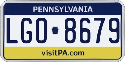 PA license plate LGO8679