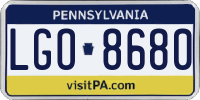 PA license plate LGO8680