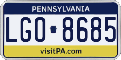 PA license plate LGO8685