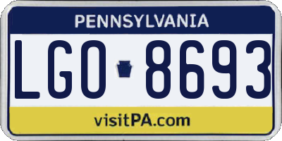 PA license plate LGO8693