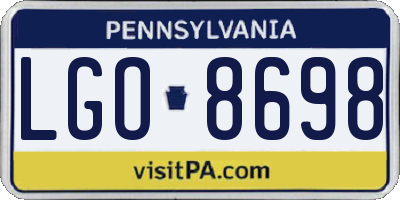 PA license plate LGO8698