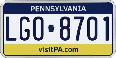 PA license plate LGO8701