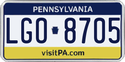 PA license plate LGO8705