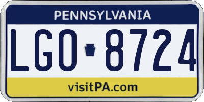 PA license plate LGO8724