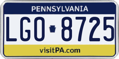 PA license plate LGO8725