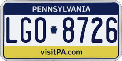 PA license plate LGO8726