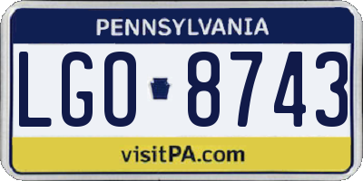 PA license plate LGO8743