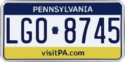 PA license plate LGO8745