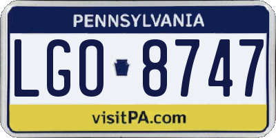PA license plate LGO8747
