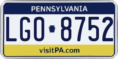 PA license plate LGO8752