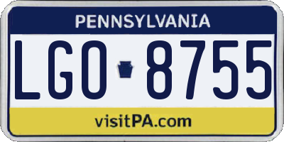 PA license plate LGO8755