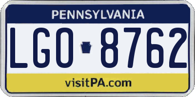 PA license plate LGO8762