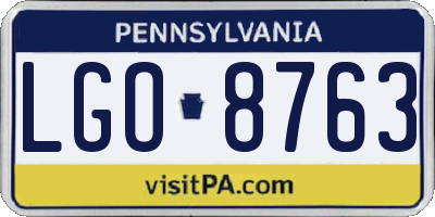 PA license plate LGO8763