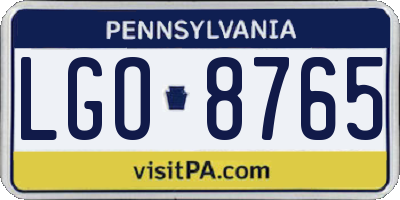 PA license plate LGO8765