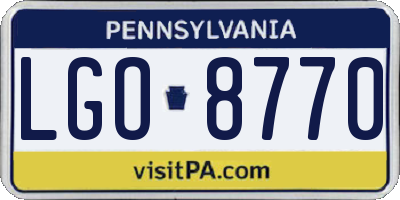 PA license plate LGO8770