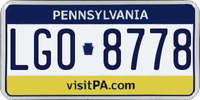 PA license plate LGO8778