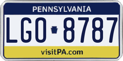 PA license plate LGO8787