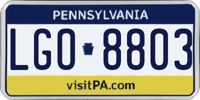 PA license plate LGO8803