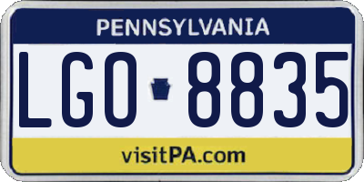 PA license plate LGO8835