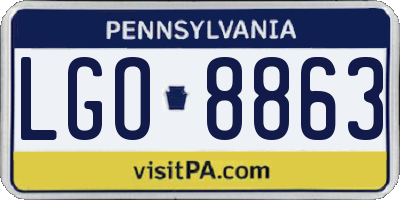 PA license plate LGO8863