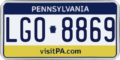 PA license plate LGO8869