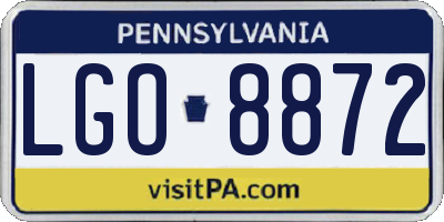 PA license plate LGO8872