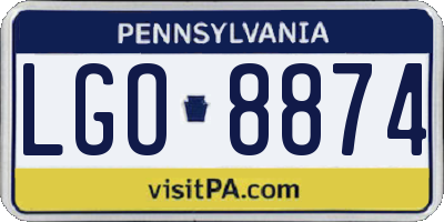 PA license plate LGO8874