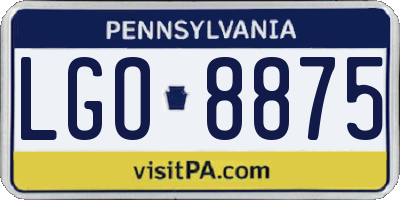 PA license plate LGO8875