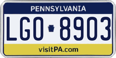 PA license plate LGO8903