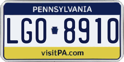 PA license plate LGO8910