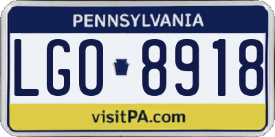 PA license plate LGO8918