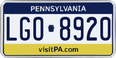 PA license plate LGO8920