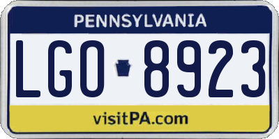 PA license plate LGO8923