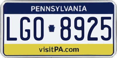 PA license plate LGO8925