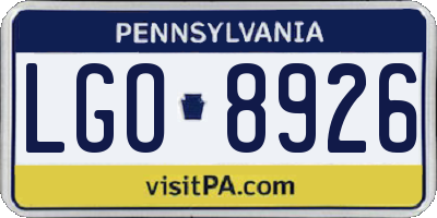 PA license plate LGO8926