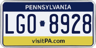 PA license plate LGO8928