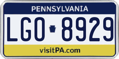 PA license plate LGO8929
