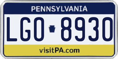 PA license plate LGO8930