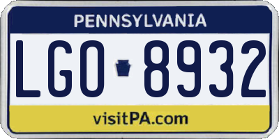 PA license plate LGO8932