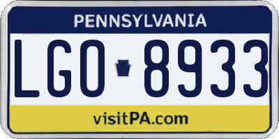 PA license plate LGO8933