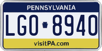 PA license plate LGO8940