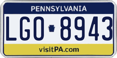PA license plate LGO8943